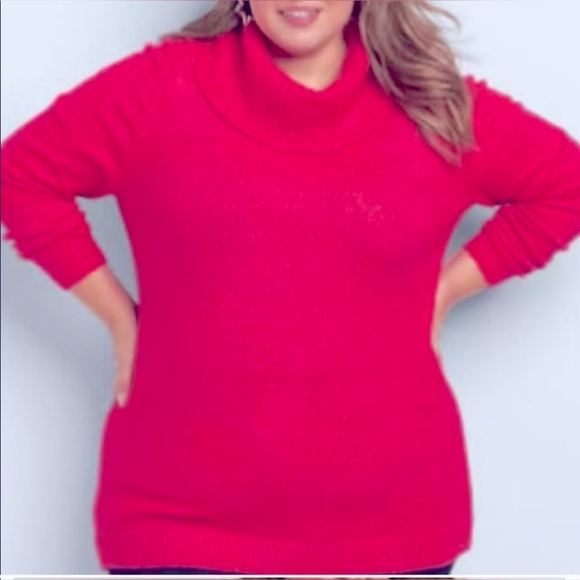 Lane Bryant Sweaters - Lane Bryant Bright Pink Cowl Neck Tunic Sweater Size 14/16